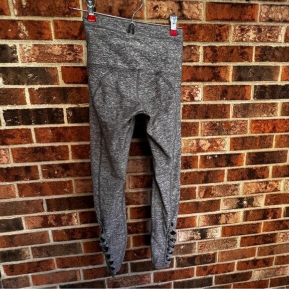 Lululemon Pure Practice Pant Heathered Slate Gray Leggings Lattice Trim … - Picture 6 of 16